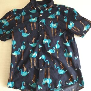 Men's Flamingo Tropical Shirt Everyday Old Navy Short-Sleeve Blue Orange Large